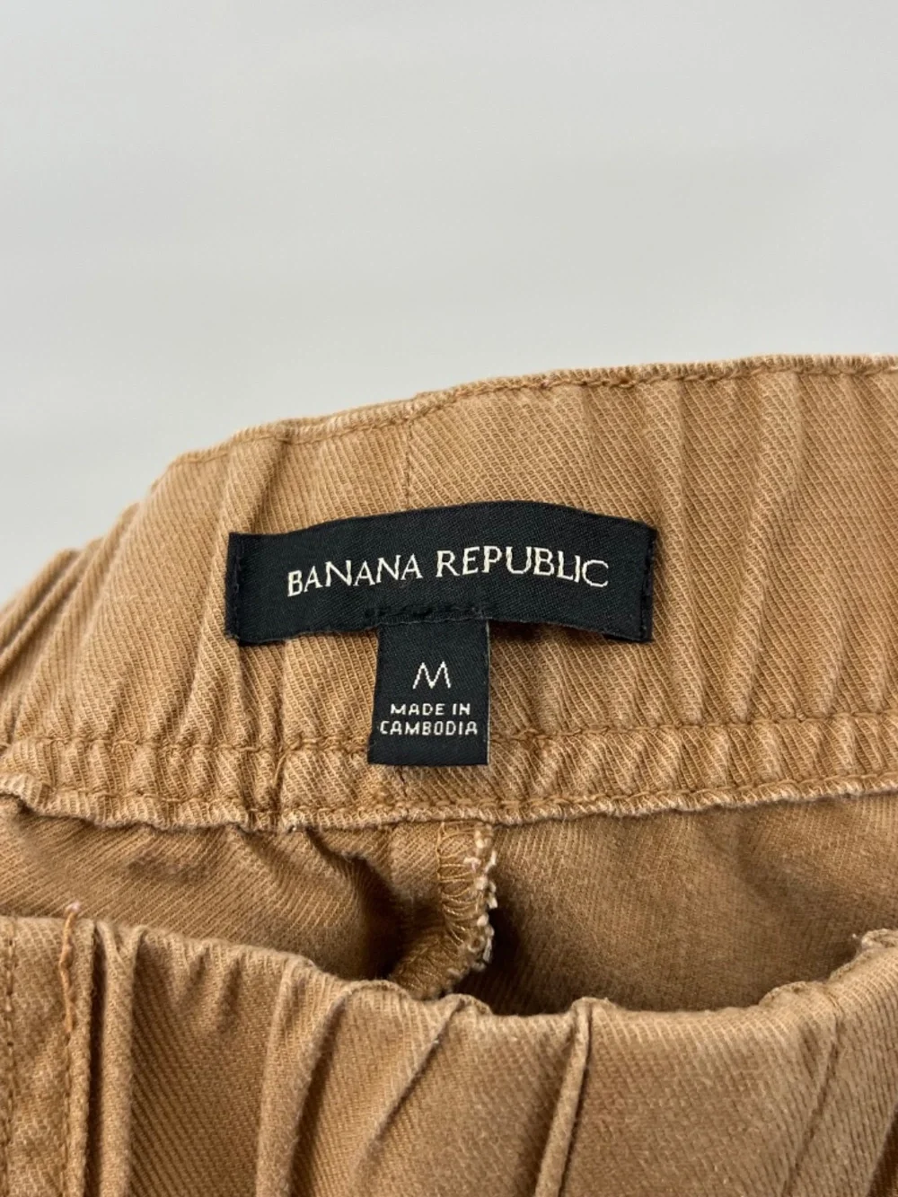 Banana Republic Sz M Brown/Tan Linen Blend Elastic Waist Pull On Cropped Pants
